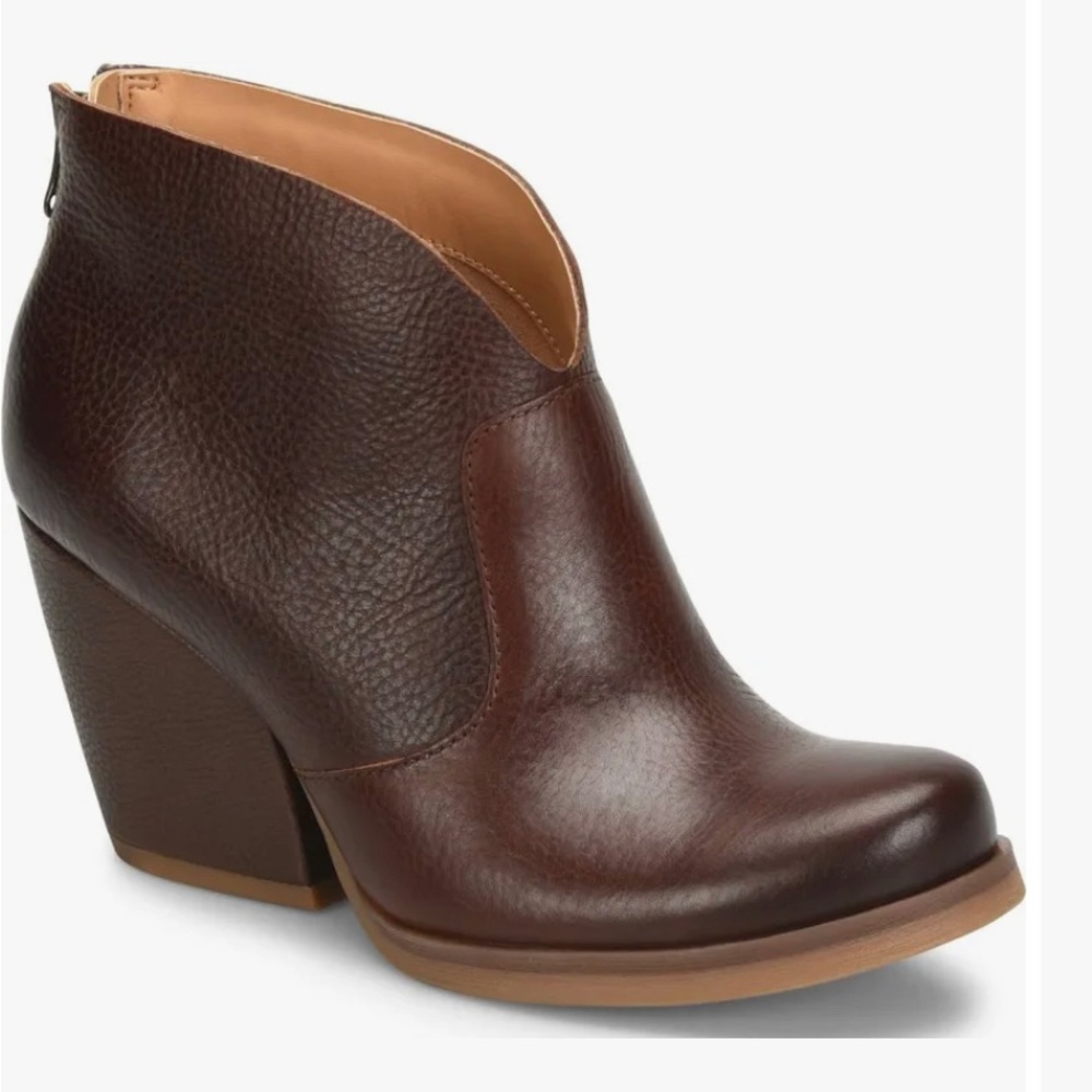 Korks Womens Gemini Leather Block Heel Ankle Boots